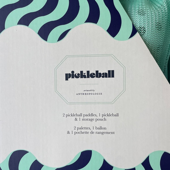 Anthropologie pickle ball set. Includes two racquets, one ball, storage bag - Picture 2 of 5